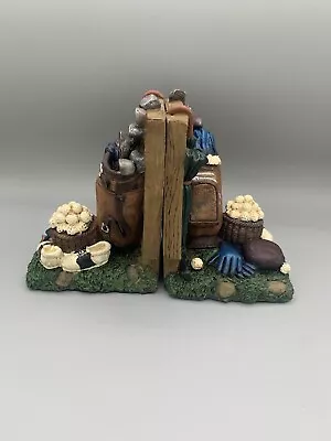 Golf Bookends ~   Golf Bag Balls Shoes Etc. ~ 1998 Avery Creations  Polyresin • $12