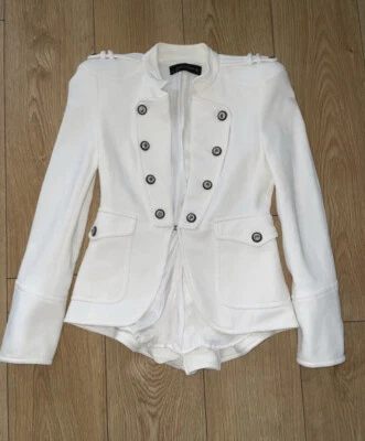 $19.73 • Buy ZARA WOMENS White LongSleeve Shoulder Pad Blazer JACKET SIZE Small