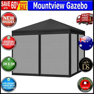 $146.15 • Buy Mountview Gazebo Pop Up Marquee Outdoor Canopy 3x3m Wedding Tent Mesh Side Wall