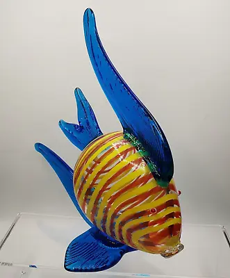 Murano Art Glass Tropical Fish Angel Figure Hand Blown Aquarium Ocean Sculpture • $179.99