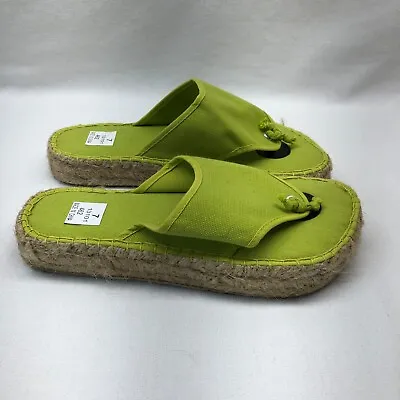 VTG Womens Thong Sandel Slip On 7 Green Twine Bottom Wrap 1.25 Heel Casual NWT • $3.24