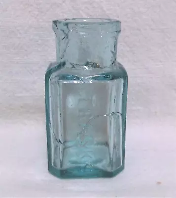 Antique Atrasks Magnetic Ointment Aqua/Blue Glass Medicine Bottle • $30