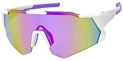 Oversized One Piece Blade Sports Shield Baseball Cycling Sunglasses Mirror 30TRV • $9.99