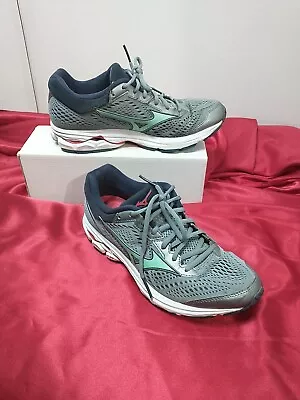 Mizuno Wave Rider 22 Gray Blue Running Fitness Shoes Women's 8.5 J1GD183135 • $27.98