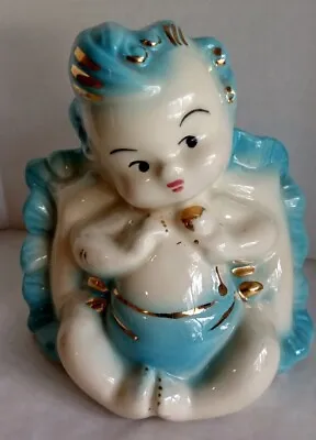 Vintage Baby Boy Cherub Hull Planter Blue 1950's USA 92 Nursery Baby Reveal  • $9.99