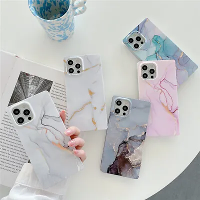 $14 • Buy Luxury Soft Granite Marble Square Phone Case Cover For IPhone 11 13 12 PRO MAX