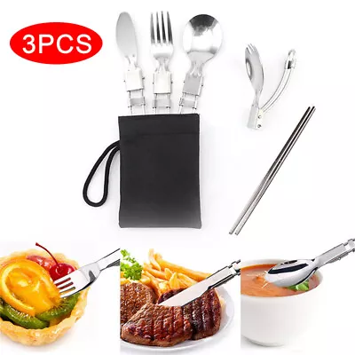 3PCS Camping Cutlery Folding Tableware Travel Utensil Equipment Tourism SupAGPN • £5.90