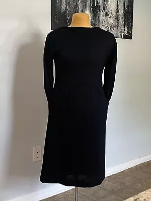 Vintage Halston III Size 8 Black Wool Cocktail Dress With Pockets Classic • $23