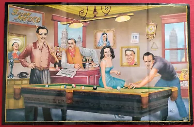 MARIA FELIX COMMEMORATIVE POSTER PLAYING POOL WITH PEDRO INFANTE Ca. 2002 • $14.99