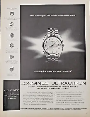 £12.37 • Buy 1968 Longines Ultra-Chron Watch List Of Honors Vintage  Print Ad