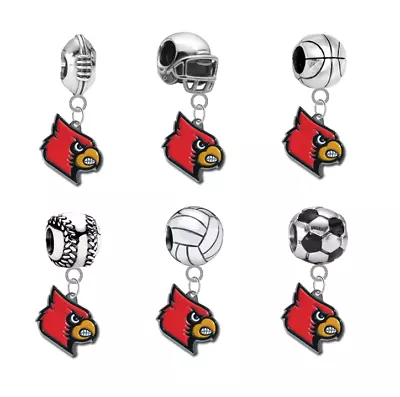 $19.99 • Buy Louisville Cardinals 3D European Charm Bracelet Dangle Bead - PICK YOUR SPORT