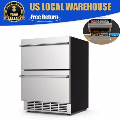 Double Drawer Stainless Steel Wine Fridge Indoor & Outdoor Beverage Refrigerator • $815.99