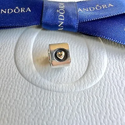 $29 • Buy Authentic Pandora Silver Two Tone 14k Gold Heart Trinity Triangle Charm #790305