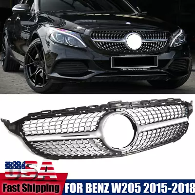 Dia-monds Front Grill Grille For Mercedes Benz W205 C200 C250 C300 C43 2015-2018 • $61.94