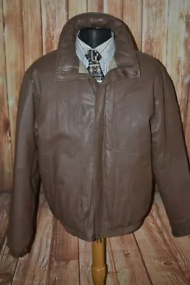 Eddie Bauer Men Brown Heavyweight Goose Down Insulated Bomber Jacket Sz L • $233.75