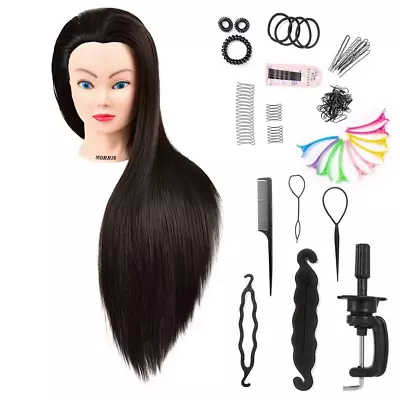 Hair Stying Training Mannequin Head Natural Black Stand Hairdressers Practice • $34.99