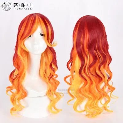 Women's Long Wave Roll Fake Hair Orange Red Dark Brown Party Style Wig • $18.50