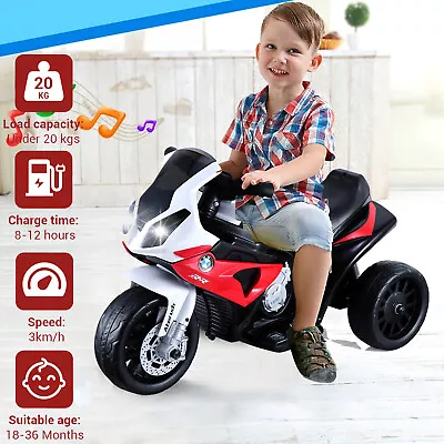 Kids Electric Ride On Motorbike 6V Battery Powered & 3 Wheels Headlights Music • £72.99
