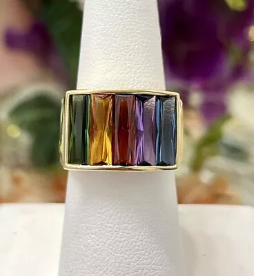 H. STERN 18k Yellow Gold Ladies Rainbow Multicolor Gemstone Cocktail Ring Band • $1499.99