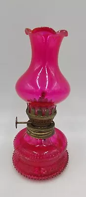 Miniature Mini Red Glass Kerosene Hurricane Oil Lamp Hong Kong Vintage Original • $19.90