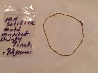 Ma Solid 14k Gold Anklet Bracelet Dainty 9 Inch .72 Grams • $49.99