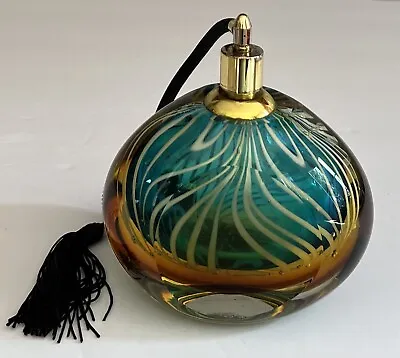 Murano Italian Art Glass Perfume Bottle Atomizer Blue Gold • $89.99