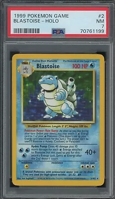 $71 • Buy Pokemon Blastoise Base Set Unlimited Holo Rare #2 PSA 7 -199B3