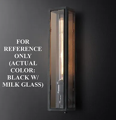 $100 • Buy Restoration Hardware Union Filament Nrw Sconce Light Black Milk Glass EACH