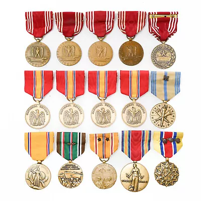 Lot Of 15 US Military Medals Good Conduct Named Campaign WWII Korea Vietnam • $9.99