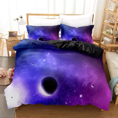 $16.78 • Buy Purple Galaxy Universe Duvet Cover Bedding Set Quilt Cover Single Double Queen