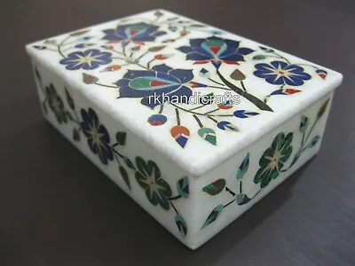 5 X 3.5 Inches Dressing Table Decor Makeup Box Handmade White Marble Jewelry Box • $134.87