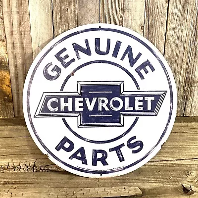 Chevrolet Chevy Genuine Parts Metal Tin Round Sign 12  Garage Vintage New USA • $30.95
