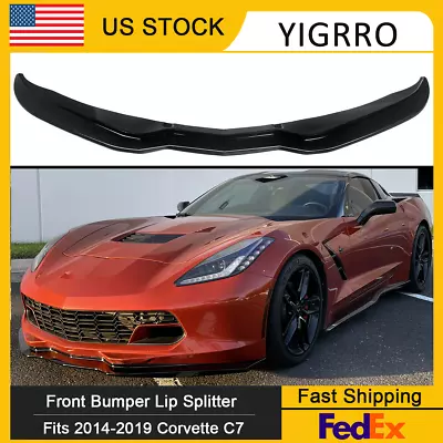 For 2014-2019 Corvette C7 Z06 Stage 3 Gloss Black Front Lip Splitter Spoiler 1PC • $169.09