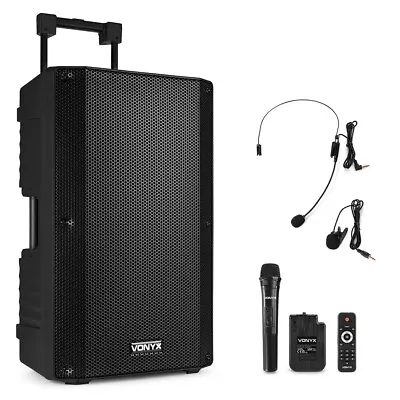 Vonyx VSA700-BP 15  Portable PA Speaker With 2x Microphones Bluetooth - 1000W • £349