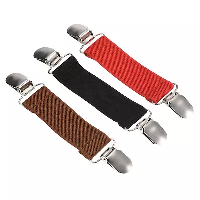 Mitten Clips Set 3Pcs Elastic Strap Glove Clamp With Clips Black Brown Red • $7.43