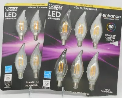 12 Pack FEIT 40W LED Dimmable Clear Chandelier E12 Bulbs 90 Cri Clear OPEN PK • $17.99