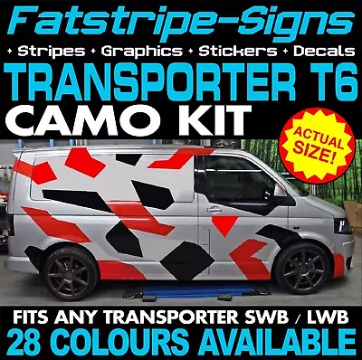 To Fit VW TRANSPORTER T6 CAMO GRAPHICS STICKERS STRIPES DAY VAN CAMPER SWB LWB • £164.99