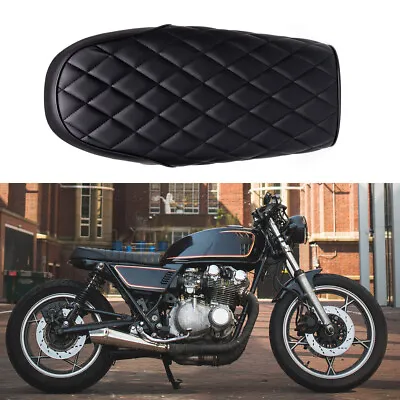 Leather Motorcycle Cafe Racer Seat Flat Saddle For Suzuki GS 650 750 850 500 • $59.26