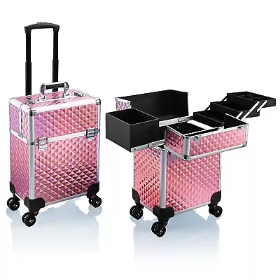 Stagiant Rolling Makeup Train Case Large Storage Cosmetic Trolley 4 Tray With... • $117.43
