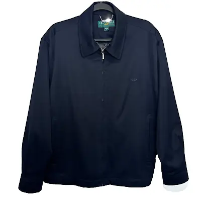 Crocodile Mens Large Wool Jacket Blazer Black Logo Pocketed Polyester Lined • $22.50