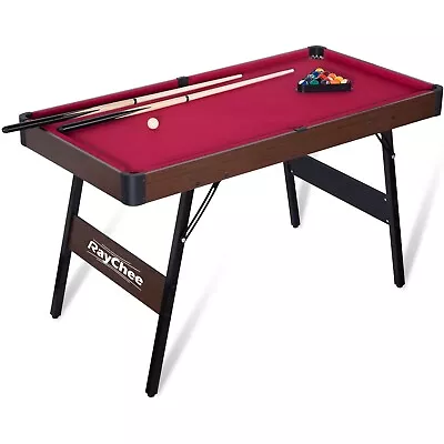 4.5Ft Pool Table Foldable Billiard Table Kid Adults Mini Game Table 2 Cue Sticks • $137.99