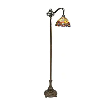 Tiffany Baroque Floor Lamp 62 In. Bronze Multi Color Stained Glass Handcrafted • $190.83