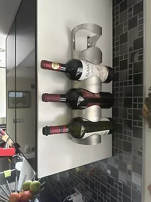 2- Ikea Stainless Steel 4 Bottle Wall Mounted Wine Rack # 300.557.60 • £28.50