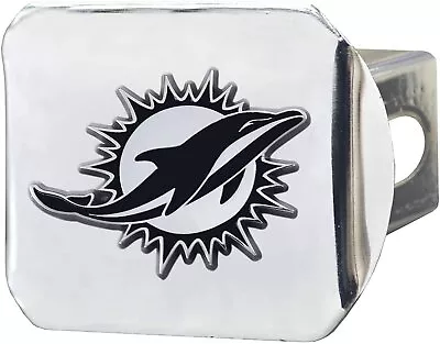 Miami Dolphins Hitch Cover Solid Metal With Raised Chrome Metal Emblem 2 ... • $28.79