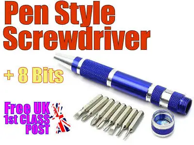 8 Bits Precision Screwdriver Pen Style Multi-Tool Magnetic EDC. 1st CLASS POST • £5.99