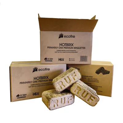 Boxed UK Made Ecofire HotBrix Quality Hardwood RUF Briquettes Eco Heat Logs • £15.99