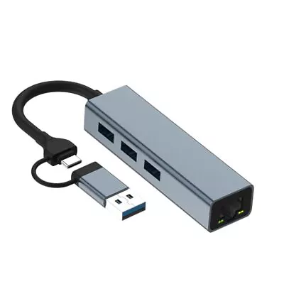 USB+Type C 2-in-1 To LAN Port(Gigabit) +HUB Hub USB C To HDMI Hub Ethernet 3*... • $30.90