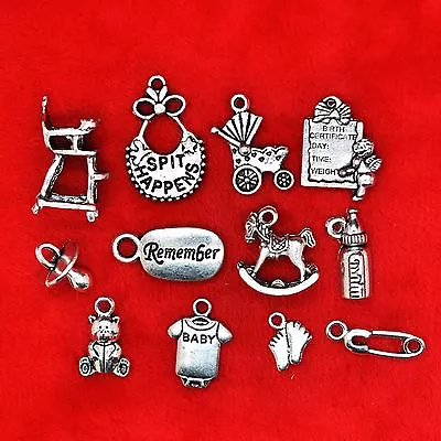 Tibetan Silver Baby Theme Baby Shower Charm Pendant Bead Jewellery Making • £2.39