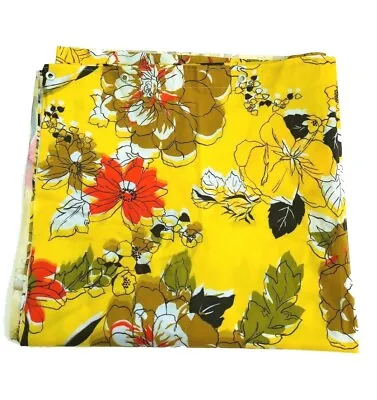 VTG Deadstock 60s / 70s Yellow Floral Mid Century Plastic Vinyl Shower Curtain • $58