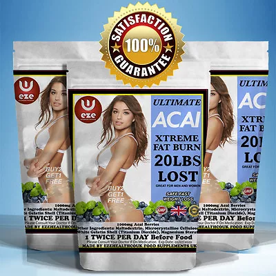 £4.99 • Buy Weight Loss Pills Fat Burners Acai 1000mg Strong  Slimming Diet Buy 2 Get 1 Free